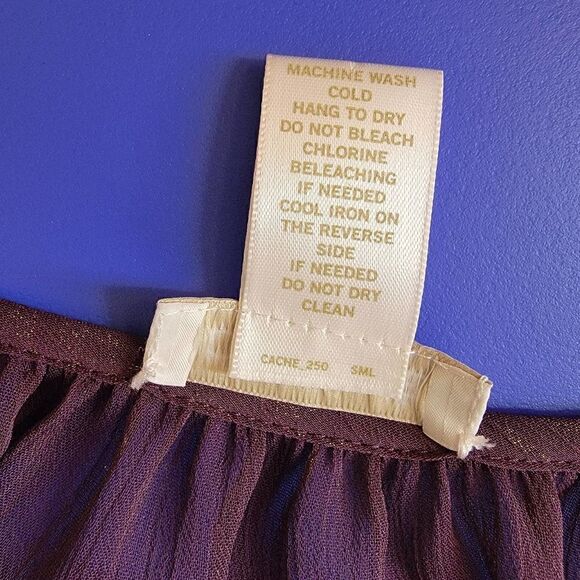 Cache Metallic Cold Shoulder Blouse Purple Gold Size Medium - Picture 9 of 16